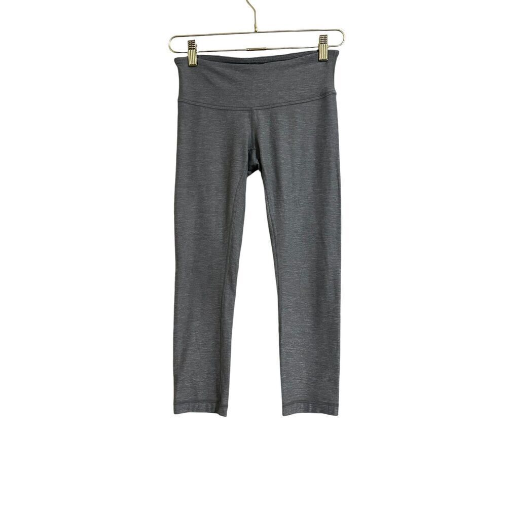 Lululemon Wunder Under Low Rise Crop Leggings Women's 4 Grey Activewear‎ Yoga